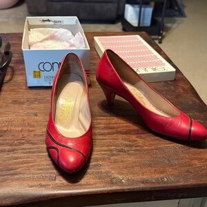 Elegant Red Leather Heels